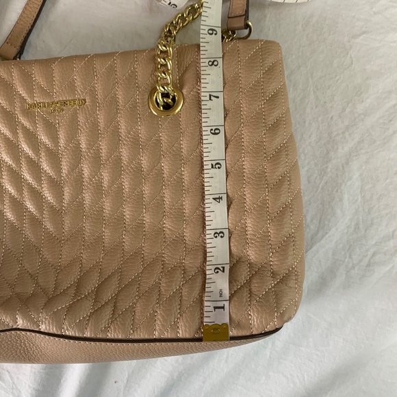 Karl Lagerfeld Paris Karolina Leather Tote Bag Tan Quilted Gold Chain Strap - Picture 14 of 15